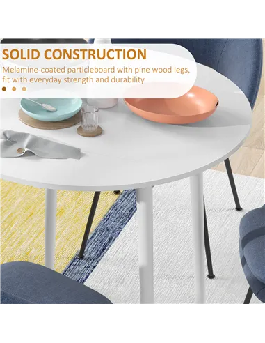 HOMCOM Folding Dining Table for 4, Round Drop Leaf Table, Modern Space Saving Small Kitchen Table with Wood Legs for Dining Room