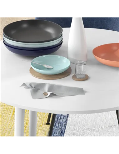 HOMCOM Folding Dining Table for 4, Round Drop Leaf Table, Modern Space Saving Small Kitchen Table with Wood Legs for Dining Room