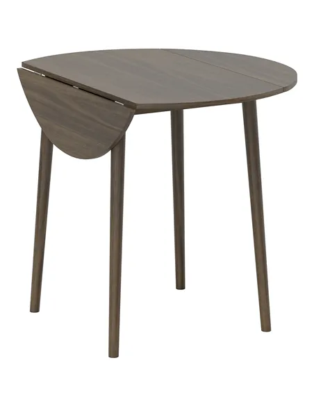 HOMCOM Folding Dining Table for 4, Round Drop Leaf Table, Modern Space Saving Small Kitchen Table with Wood Legs for Dining Room