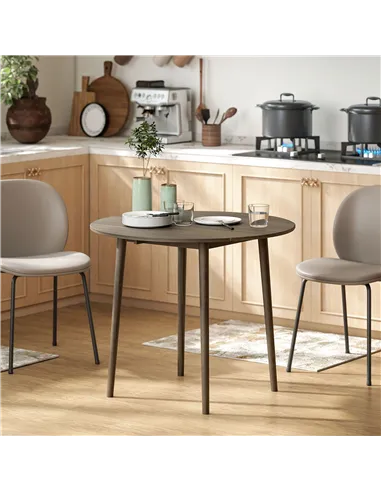 HOMCOM Folding Dining Table for 4, Round Drop Leaf Table, Modern Space Saving Small Kitchen Table with Wood Legs for Dining Room