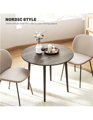 HOMCOM Folding Dining Table for 4, Round Drop Leaf Table, Modern Space Saving Small Kitchen Table with Wood Legs for Dining Room