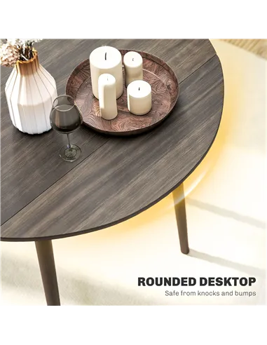 HOMCOM Folding Dining Table for 4, Round Drop Leaf Table, Modern Space Saving Small Kitchen Table with Wood Legs for Dining Room