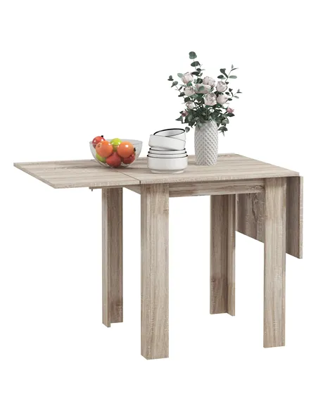 HOMCOM Four-Seater Drop Leaf Dining Table - Wood Effect