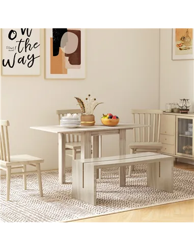 HOMCOM Four-Seater Drop Leaf Dining Table - Wood Effect