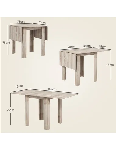 HOMCOM Four-Seater Drop Leaf Dining Table - Wood Effect
