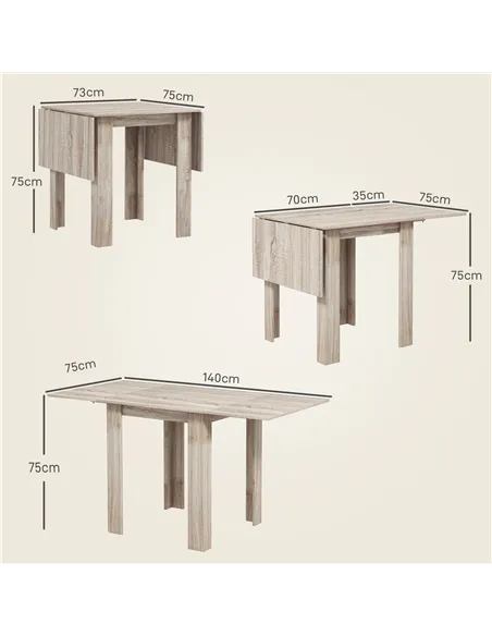 HOMCOM Four-Seater Drop Leaf Dining Table - Wood Effect