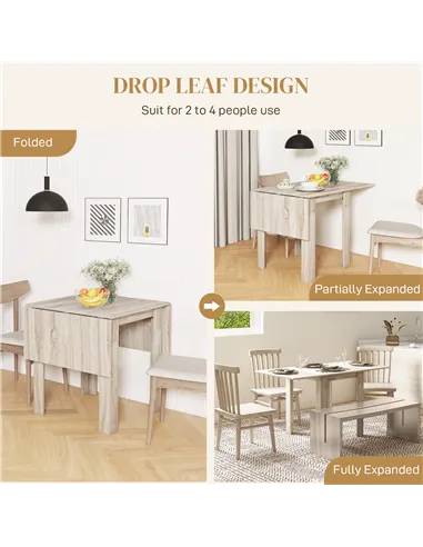 HOMCOM Four-Seater Drop Leaf Dining Table - Wood Effect