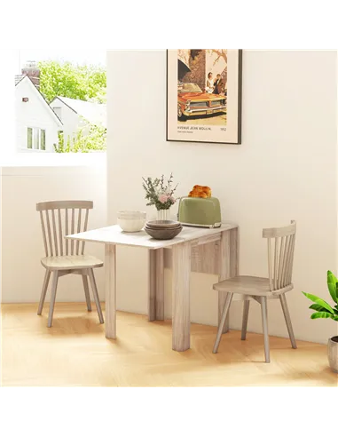 HOMCOM Four-Seater Drop Leaf Dining Table - Wood Effect