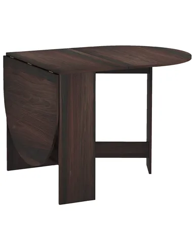 HOMCOM Folding Dining Table, Drop Leaf Table for Small Spaces, Oval Tabletop for Dining Room, Chocolate Wood Effect