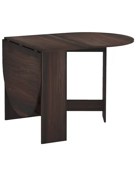 HOMCOM Folding Dining Table, Drop Leaf Table for Small Spaces, Oval Tabletop for Dining Room, Chocolate Wood Effect