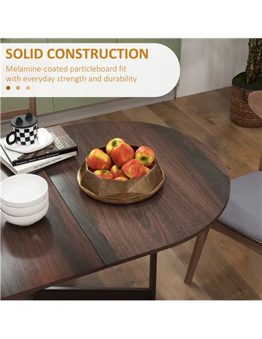 HOMCOM Folding Dining Table, Drop Leaf Table for Small Spaces, Oval Tabletop for Dining Room, Chocolate Wood Effect