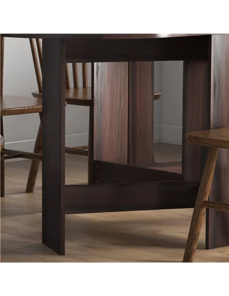 HOMCOM Folding Dining Table, Drop Leaf Table for Small Spaces, Oval Tabletop for Dining Room, Chocolate Wood Effect