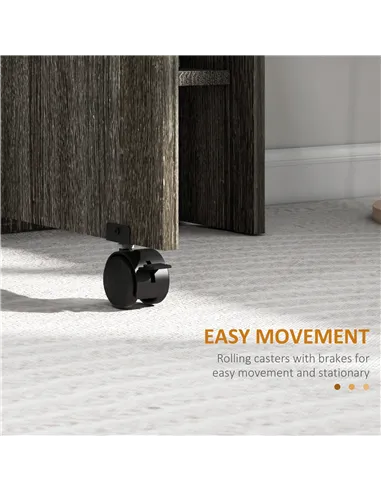 HOMCOM Folding Dining Table, Drop Leaf Table with 2-Tier Shelves, Rolling Casters, for Small Spaces, Kitchen, Grey