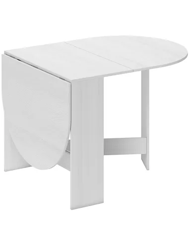 HOMCOM Folding Dining Table, Drop Leaf Table for Small Spaces, Oval Tabletop for Dining Room, Ash Wood-Effect