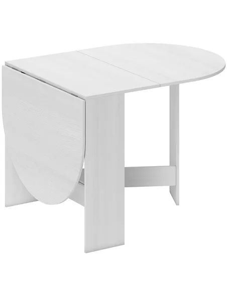 HOMCOM Folding Dining Table, Drop Leaf Table for Small Spaces, Oval Tabletop for Dining Room, Ash Wood-Effect