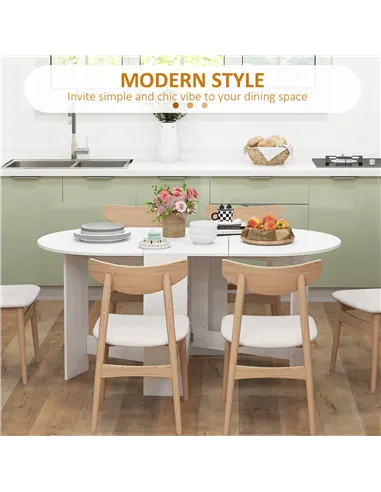 HOMCOM Folding Dining Table, Drop Leaf Table for Small Spaces, Oval Tabletop for Dining Room, Ash Wood-Effect