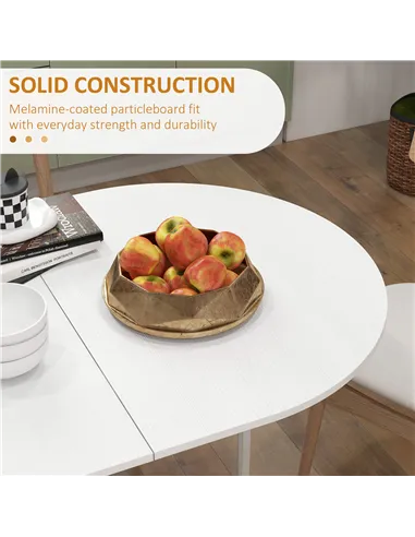 HOMCOM Folding Dining Table, Drop Leaf Table for Small Spaces, Oval Tabletop for Dining Room, Ash Wood-Effect