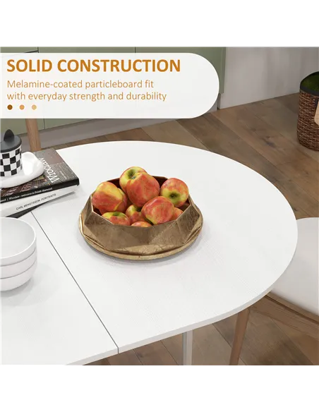 HOMCOM Folding Dining Table, Drop Leaf Table for Small Spaces, Oval Tabletop for Dining Room, Ash Wood-Effect