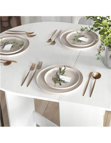 HOMCOM Folding Dining Table, Drop Leaf Table for Small Spaces, Oval Tabletop for Dining Room, Ash Wood-Effect