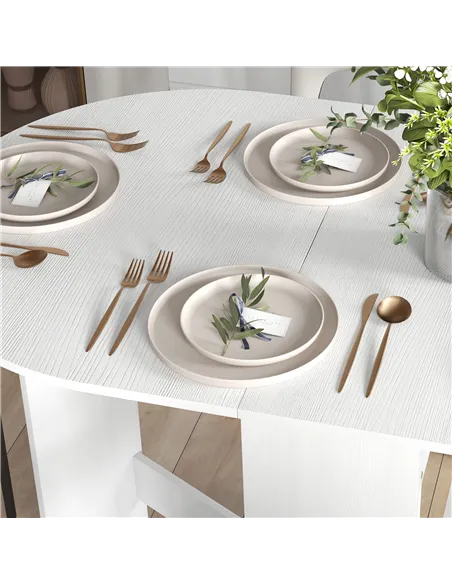 HOMCOM Folding Dining Table, Drop Leaf Table for Small Spaces, Oval Tabletop for Dining Room, Ash Wood-Effect