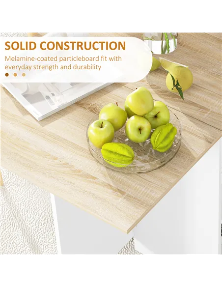 HOMCOM Folding Dining Table, Drop Leaf Table for Small Spaces, Foldable Table with Drawer and Storage Shelves for Kitchen, Dinin