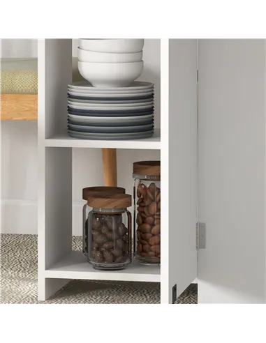 HOMCOM Folding Dining Table, Drop Leaf Table for Small Spaces, Foldable Table with Drawer and Storage Shelves for Kitchen, Dinin