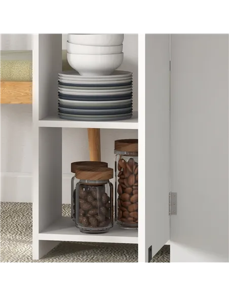 HOMCOM Folding Dining Table, Drop Leaf Table for Small Spaces, Foldable Table with Drawer and Storage Shelves for Kitchen, Dinin