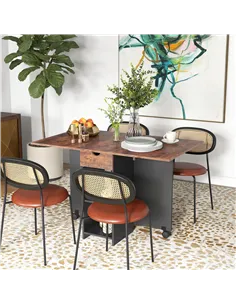 HOMCOM Folding Dining Table, Drop Leaf Table for Small Spaces, Foldable Table with Drawer and Storage Shelves for Kitchen, Dinin 2