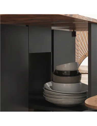 HOMCOM Folding Dining Table, Drop Leaf Table for Small Spaces, Foldable Table with Drawer and Storage Shelves for Kitchen, Dinin