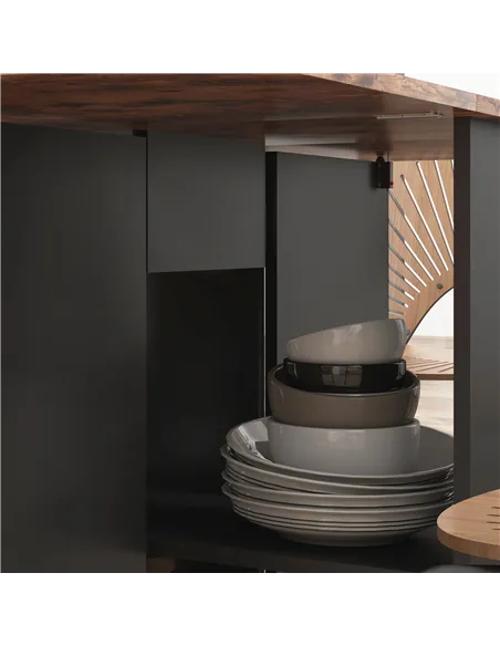 HOMCOM Folding Dining Table, Drop Leaf Table for Small Spaces, Foldable Table with Drawer and Storage Shelves for Kitchen, Dinin