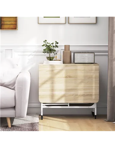 HOMCOM Six-Person Drop Leaf Dining Table - Natural/White