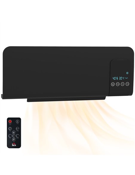 HOMCOM 2000W Wall Mounted Heater, 18-45°C Temperature, Black