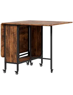 HOMCOM Six-Person Drop Leaf Dining Table - Rustic Brown/Black