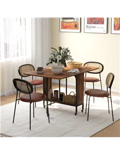 HOMCOM Six-Person Drop Leaf Dining Table - Rustic Brown/Black 2