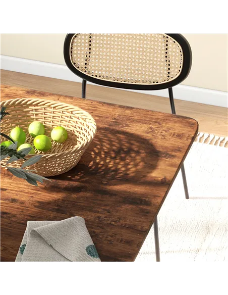 HOMCOM Six-Person Drop Leaf Dining Table - Rustic Brown/Black