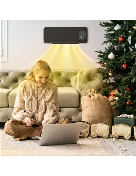 HOMCOM 2000W Wall Mounted Heater, 18-45°C Temperature, Black