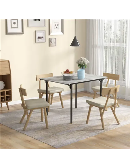 HOMCOM Four-Person Drop Leaf Dining Table - Grey