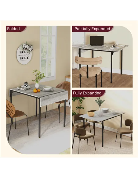 HOMCOM Four-Person Drop Leaf Dining Table - Grey