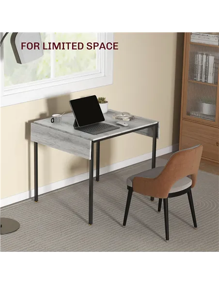 HOMCOM Four-Person Drop Leaf Dining Table - Grey