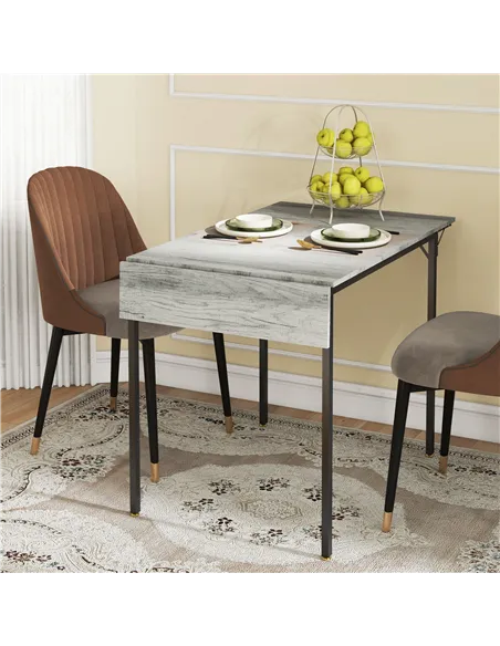 HOMCOM Four-Person Drop Leaf Dining Table - Grey