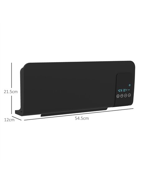 HOMCOM 2000W Wall Mounted Heater, 18-45°C Temperature, Black
