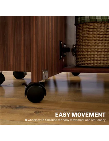 HOMCOM Multi-Storage Six-Person Drop Leaf Dining Table -  Distressed Brown