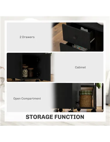 HOMCOM Multi-Storage Six-Person Drop Leaf Dining Table -  Distressed Black