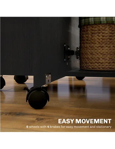 HOMCOM Multi-Storage Six-Person Drop Leaf Dining Table -  Distressed Black