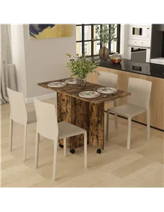 HOMCOM Multi-Storage Six-Person Drop Leaf Dining Table -  Rustic Brown 2