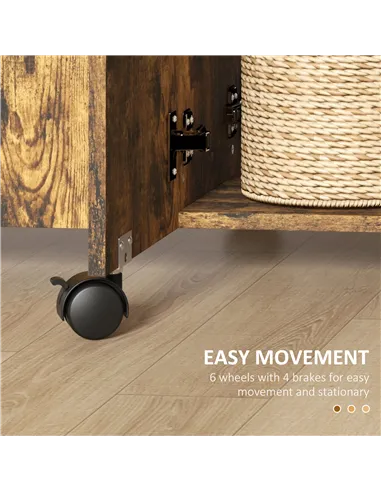 HOMCOM Multi-Storage Six-Person Drop Leaf Dining Table -  Rustic Brown