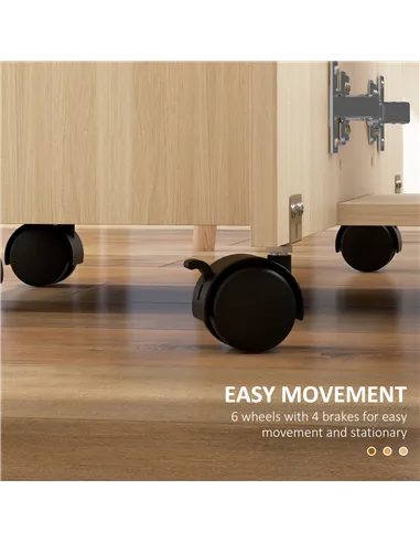 HOMCOM Six-Person Drop Leaf Dining Table, with Storage - Wood-Effect