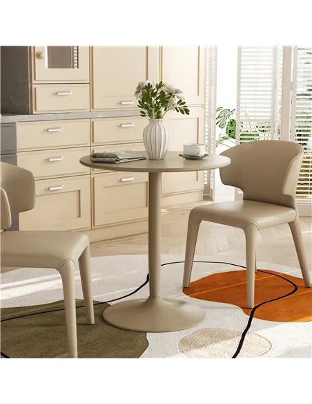HOMCOM 75H x Φ70cm Two-Person Minimalistic Dining Table - Light Brown