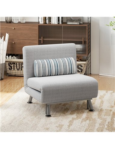 HOMCOM Single Sofa Bed, 1 Person Sleeper Foldable Lounge with Pillow, Grey