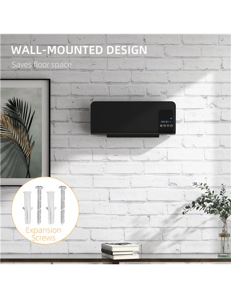 HOMCOM 2000W Wall Mounted Heater, 18-45°C Temperature, Black